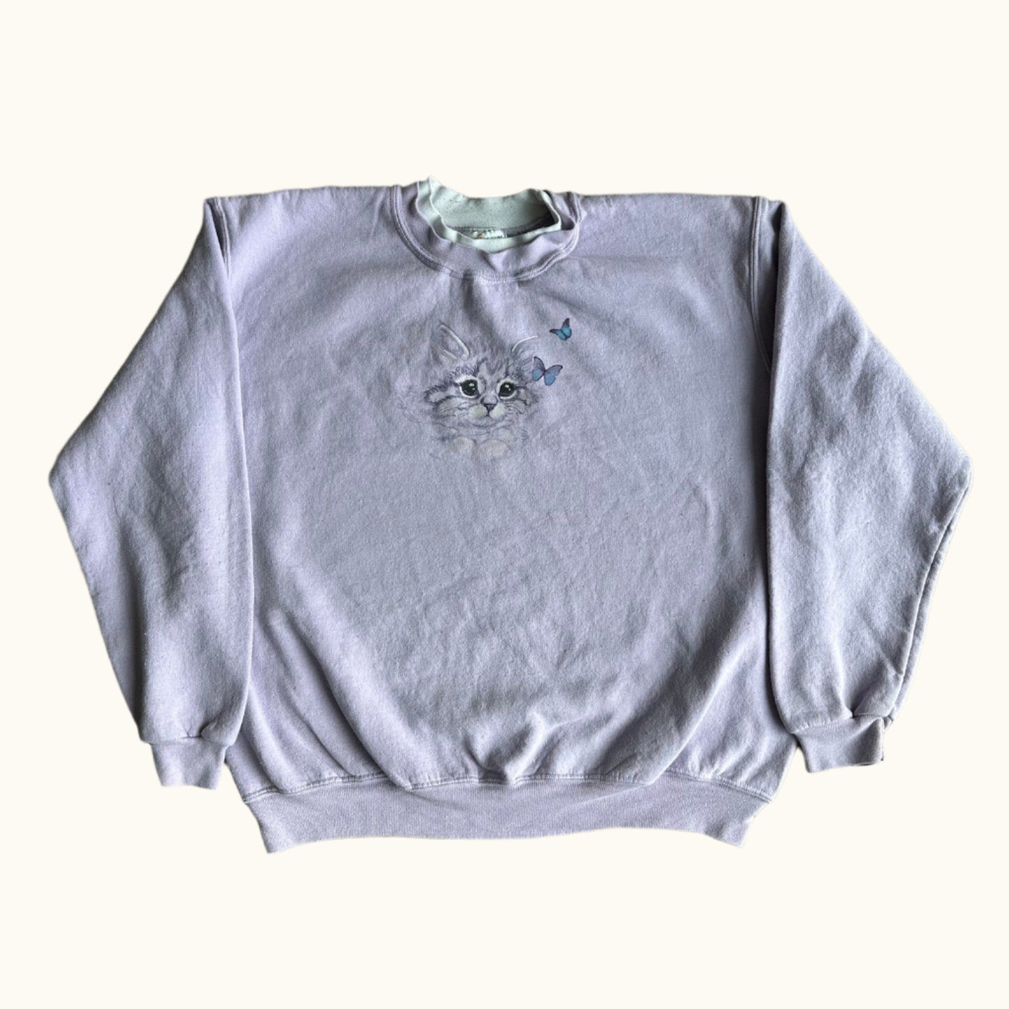 Vintage 90's purple kitty sweatshirt size XL